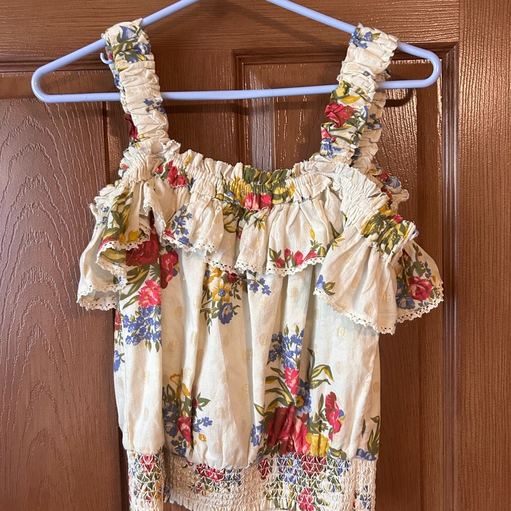 Floral Ruffle Sleeveless Top